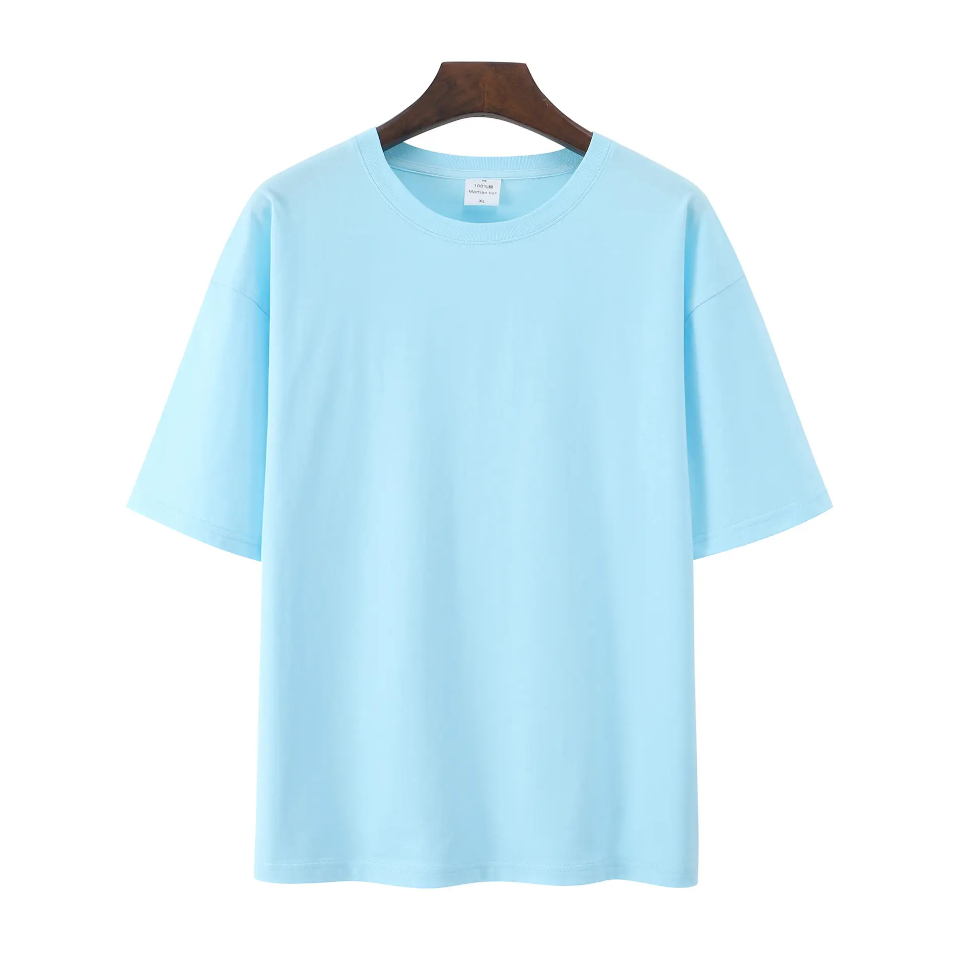 Men Women Summer Heavy Cotton T-Shirt Loose Fit Shoulder Short Sleeve - Image 13