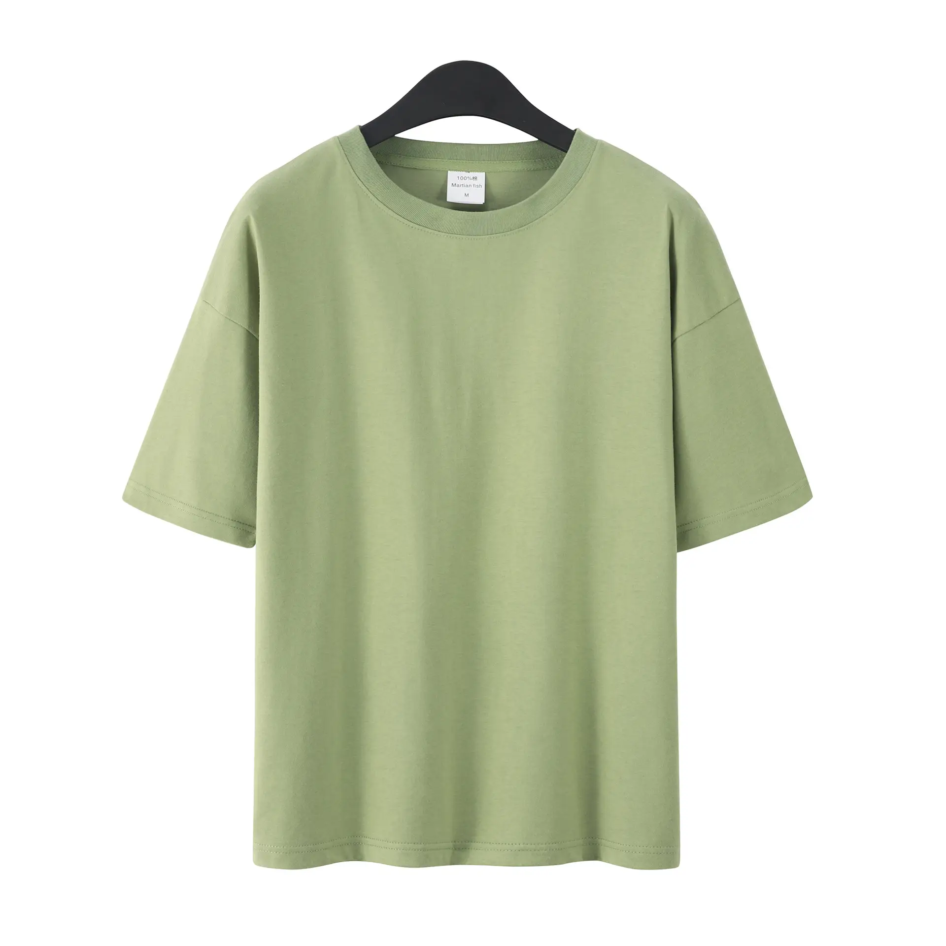 Men Women Summer Heavy Cotton T-Shirt Loose Fit Shoulder Short Sleeve - Image 16
