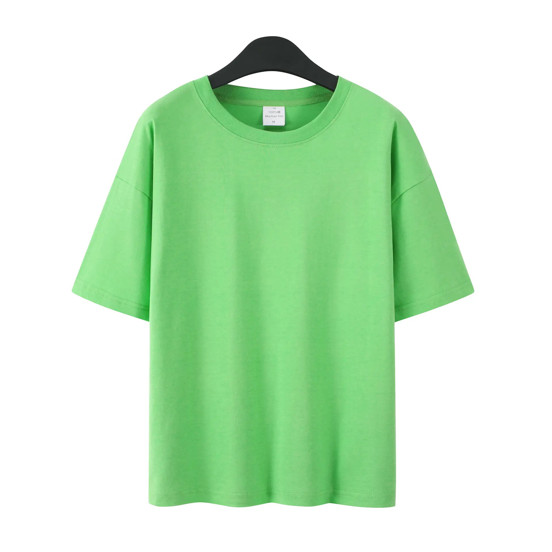 Men Women Summer Heavy Cotton T-Shirt Loose Fit Shoulder Short Sleeve - Image 17