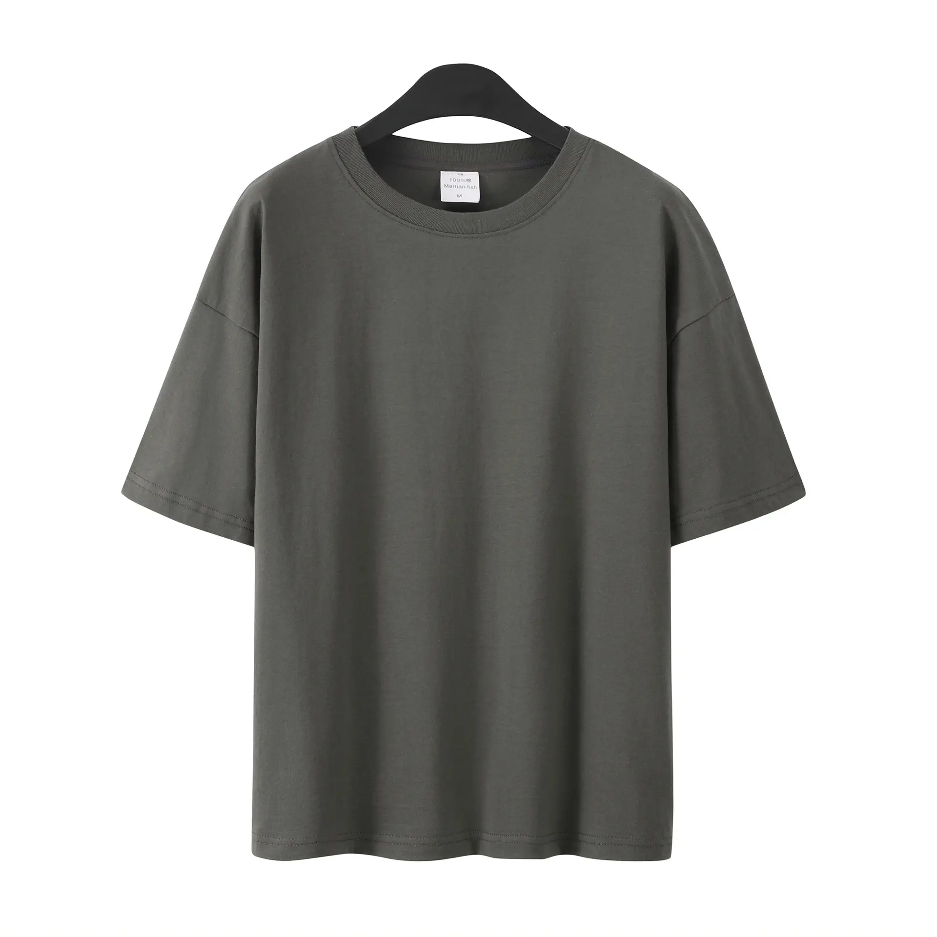 Men Women Summer Heavy Cotton T-Shirt Loose Fit Shoulder Short Sleeve - Image 18