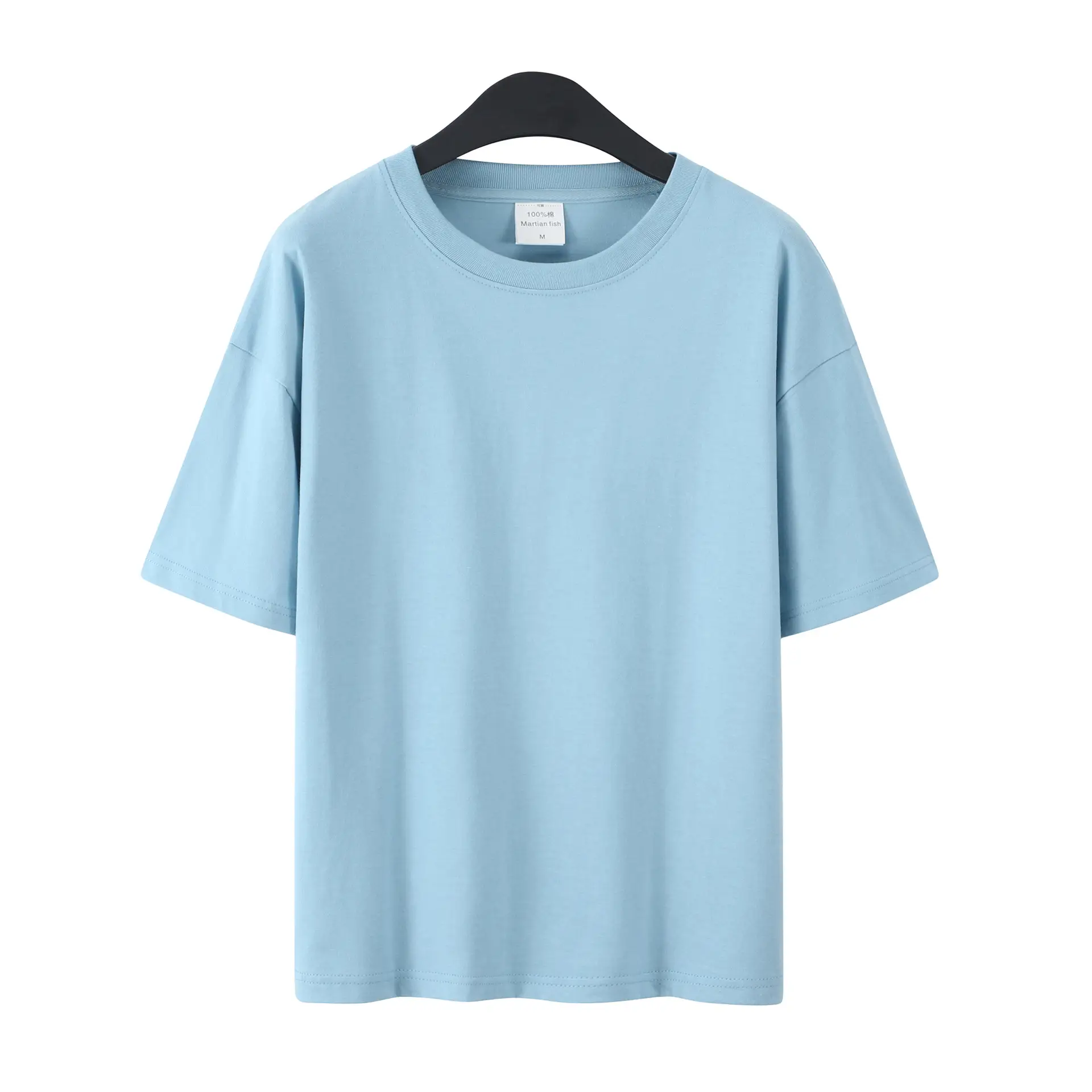 Men Women Summer Heavy Cotton T-Shirt Loose Fit Shoulder Short Sleeve - Image 19