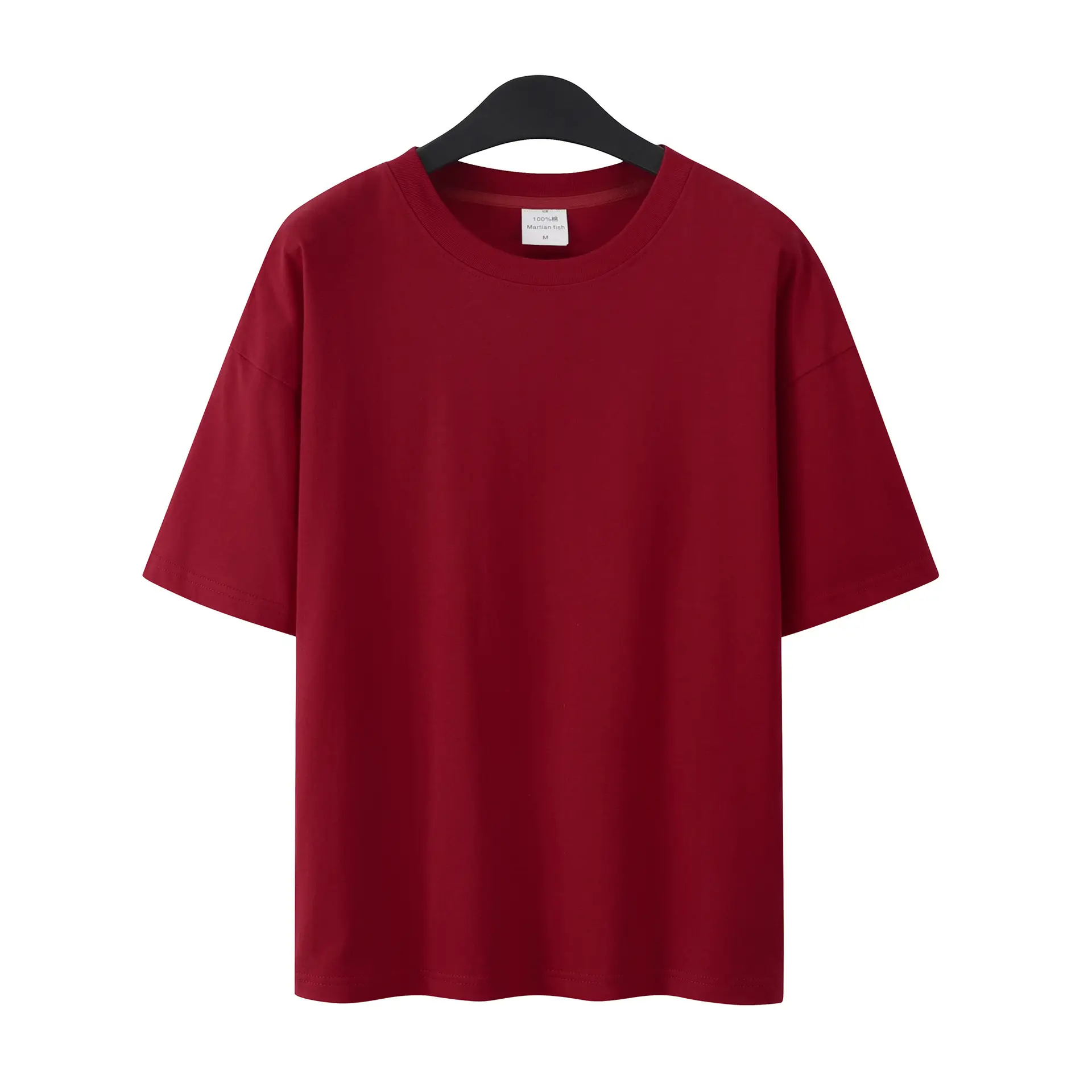 Men Women Summer Heavy Cotton T-Shirt Loose Fit Shoulder Short Sleeve - Image 20
