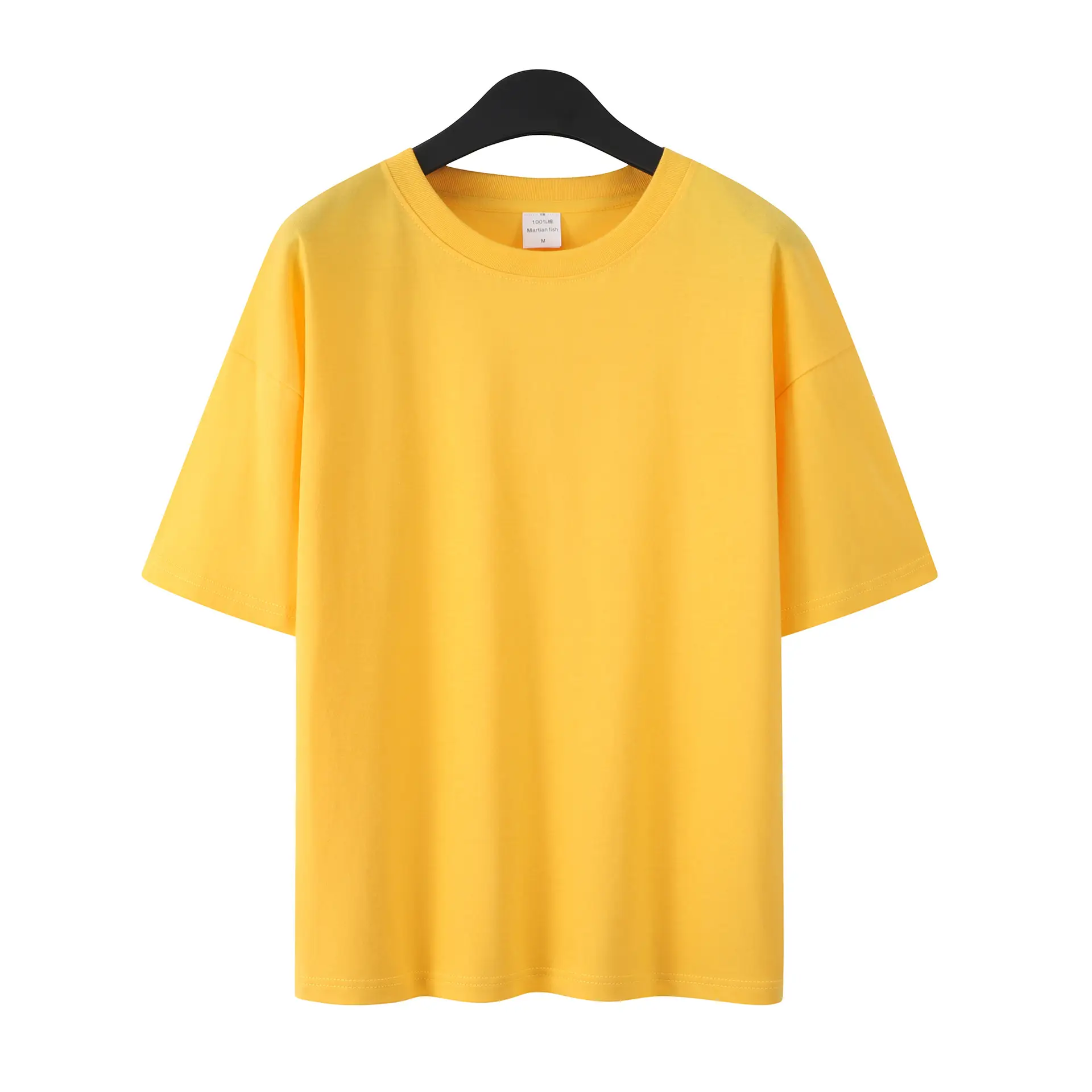 Men Women Summer Heavy Cotton T-Shirt Loose Fit Shoulder Short Sleeve - Image 21