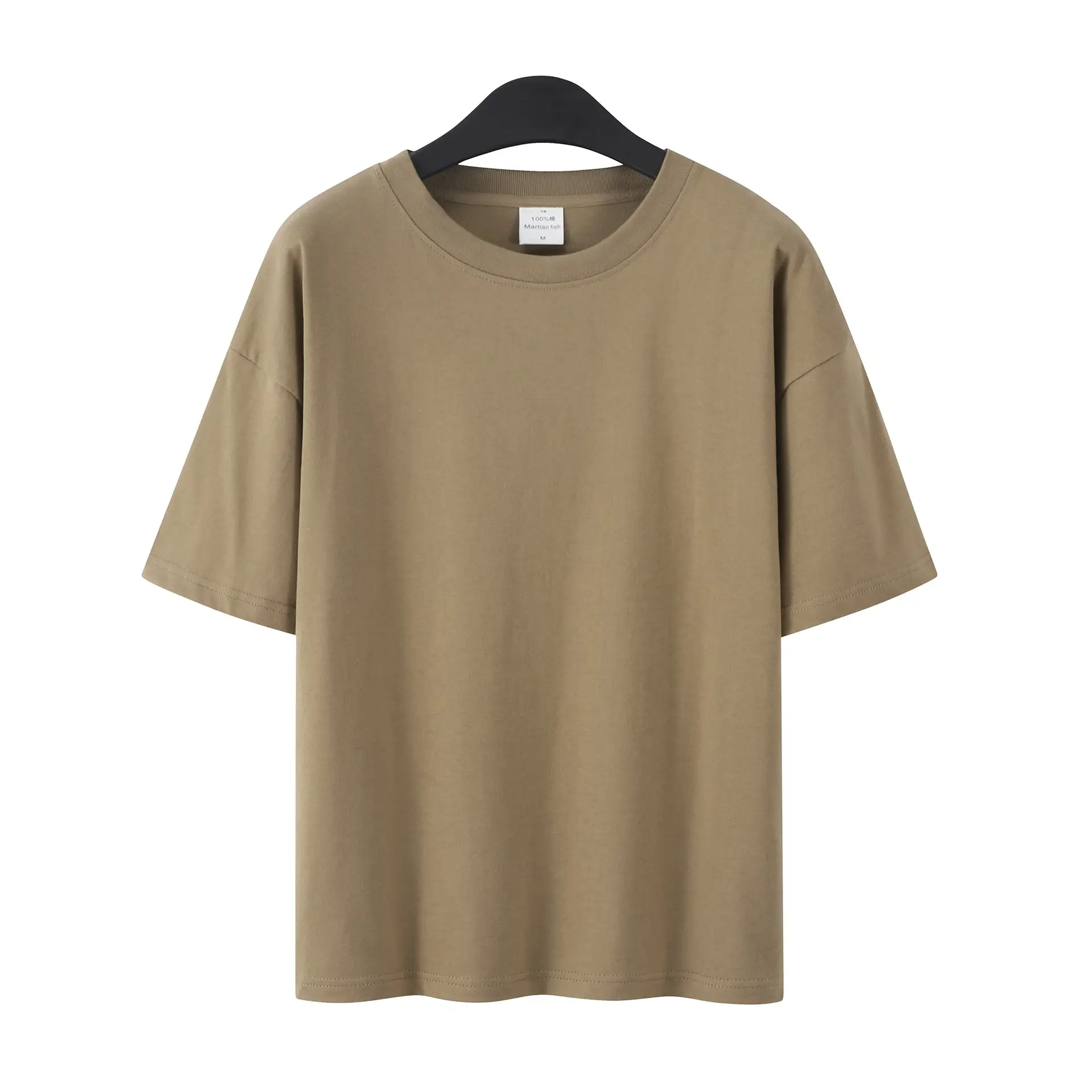 Men Women Summer Heavy Cotton T-Shirt Loose Fit Shoulder Short Sleeve - Image 22