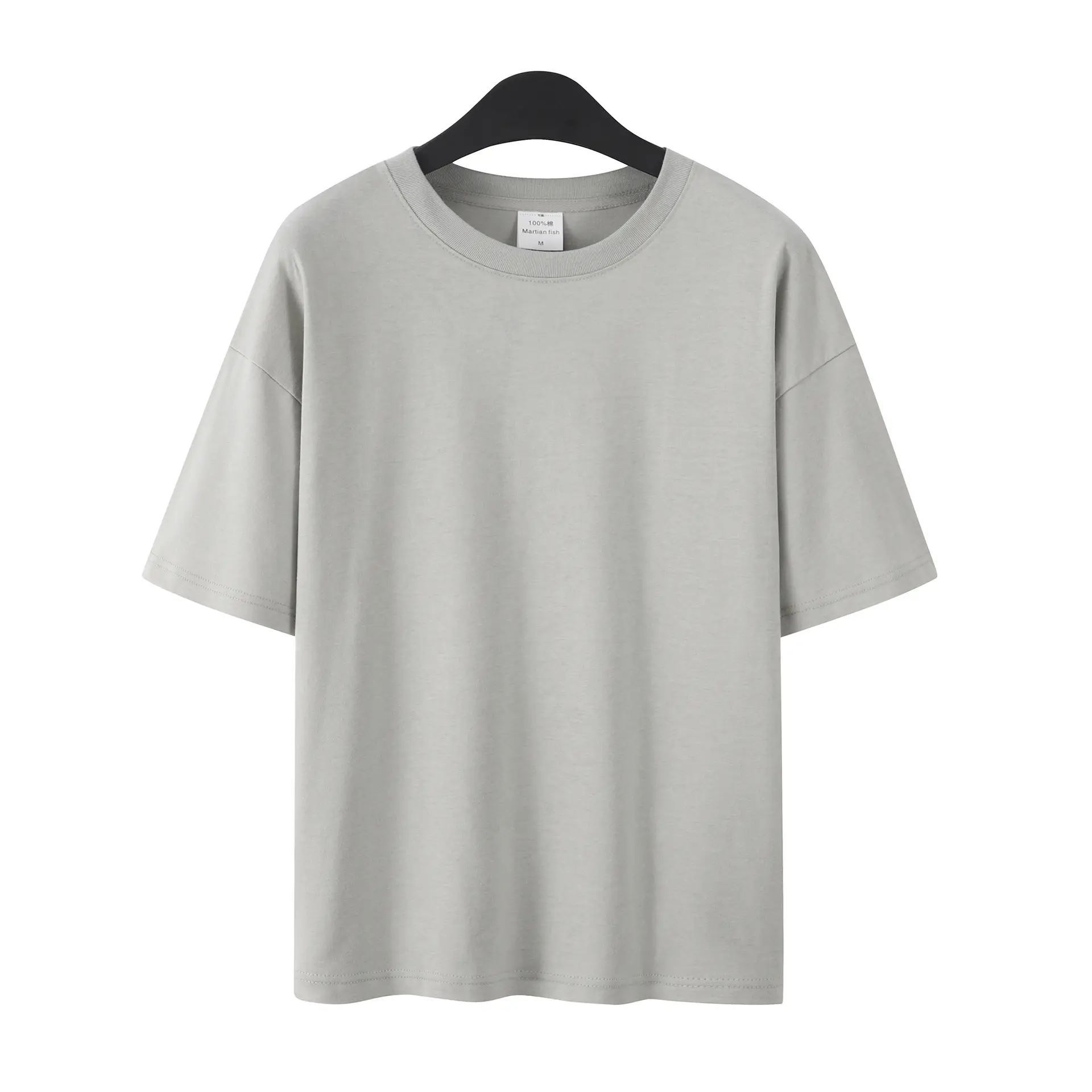 Men Women Summer Heavy Cotton T-Shirt Loose Fit Shoulder Short Sleeve - Image 23
