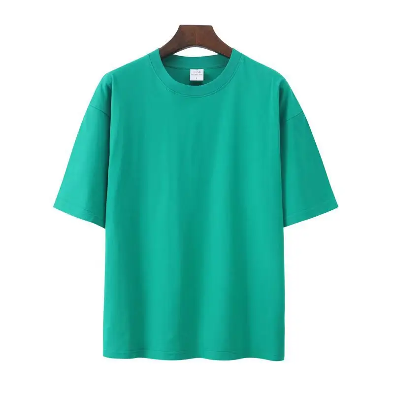Men Women Summer Heavy Cotton T-Shirt Loose Fit Shoulder Short Sleeve - Image 25