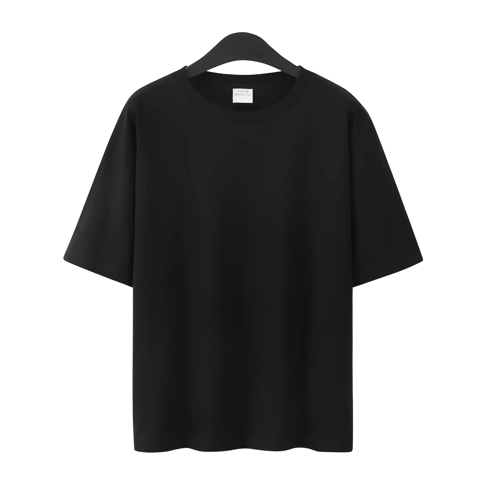 Men Women Summer Heavy Cotton T-Shirt Loose Fit Shoulder Short Sleeve - Image 3