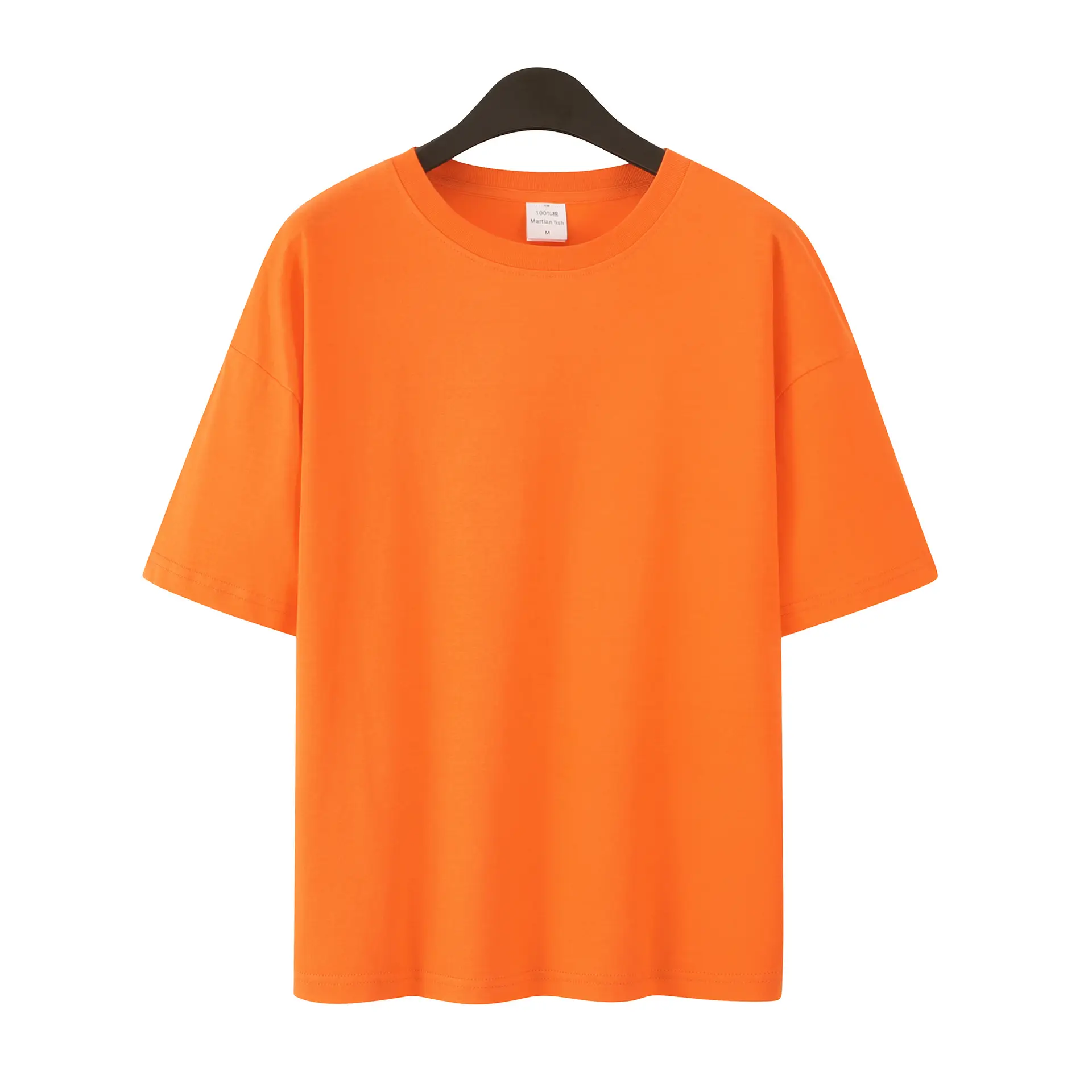 Men Women Summer Heavy Cotton T-Shirt Loose Fit Shoulder Short Sleeve - Image 4