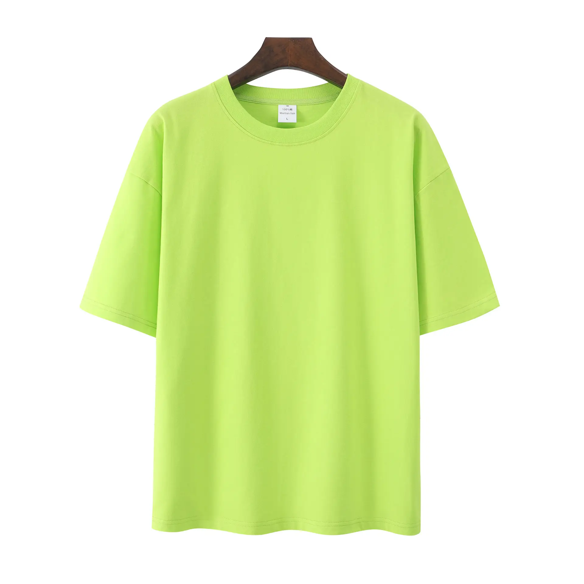 Men Women Summer Heavy Cotton T-Shirt Loose Fit Shoulder Short Sleeve - Image 5