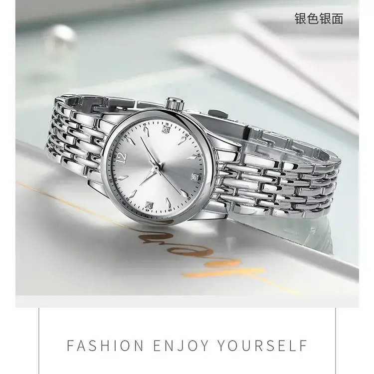 Men's Silver Alloy Couple Watch with Date Display - Image 5