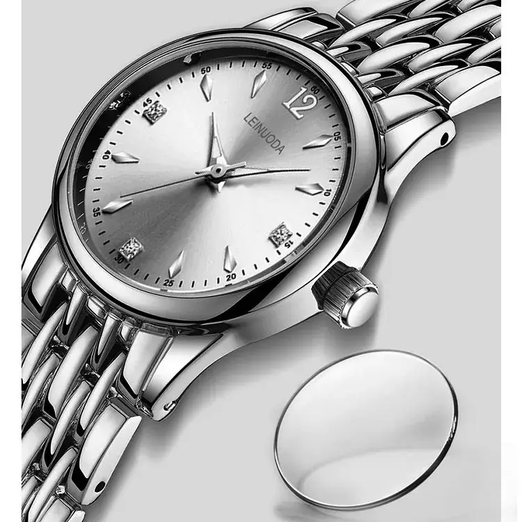 Men's Silver Alloy Couple Watch with Date Display - Image 6