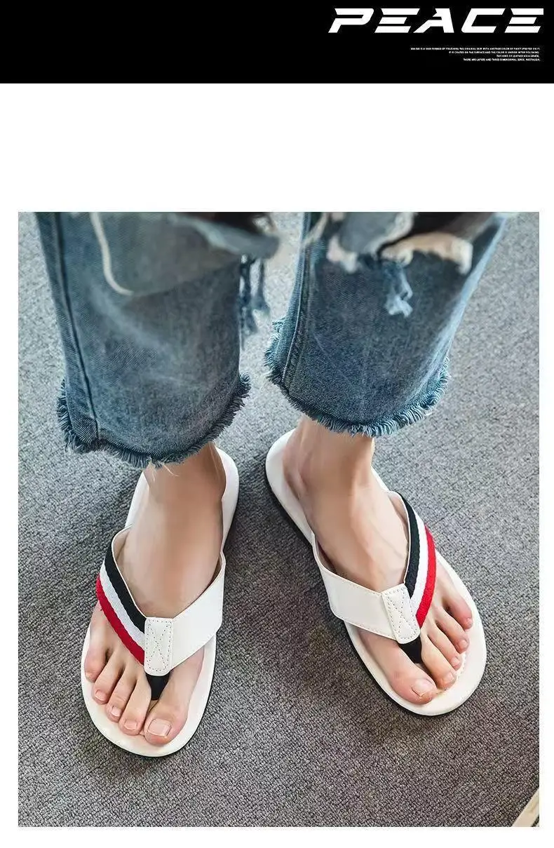 2023 White Red Blue Men's Flip Flops — feature 10