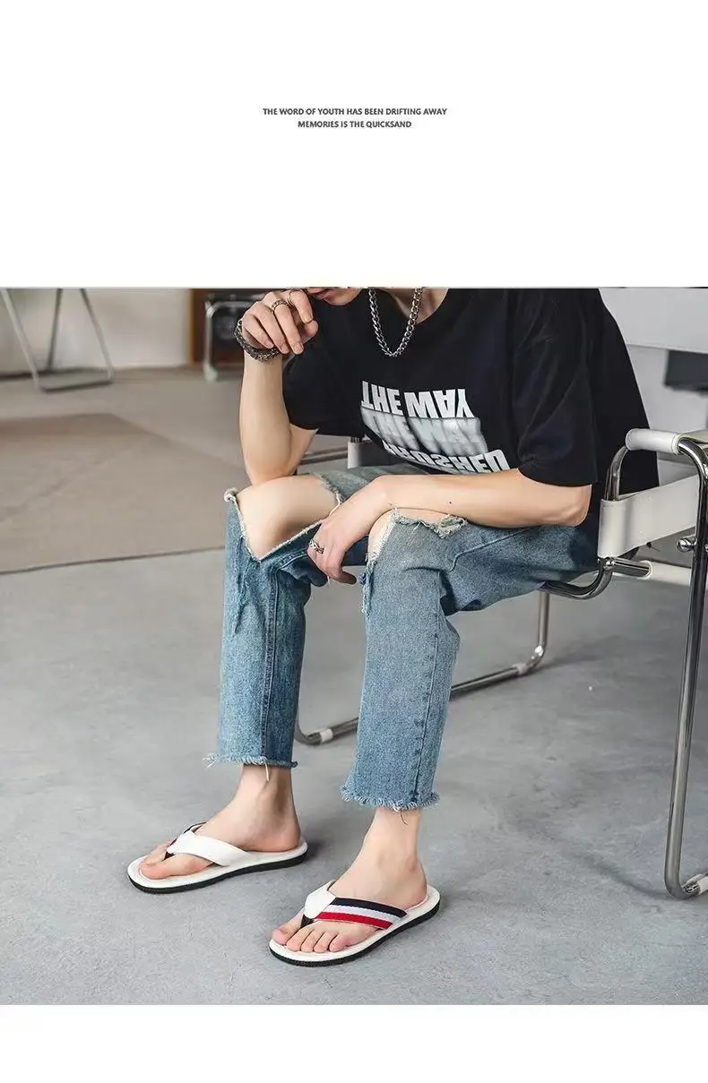 2023 White Red Blue Men's Flip Flops — feature 11