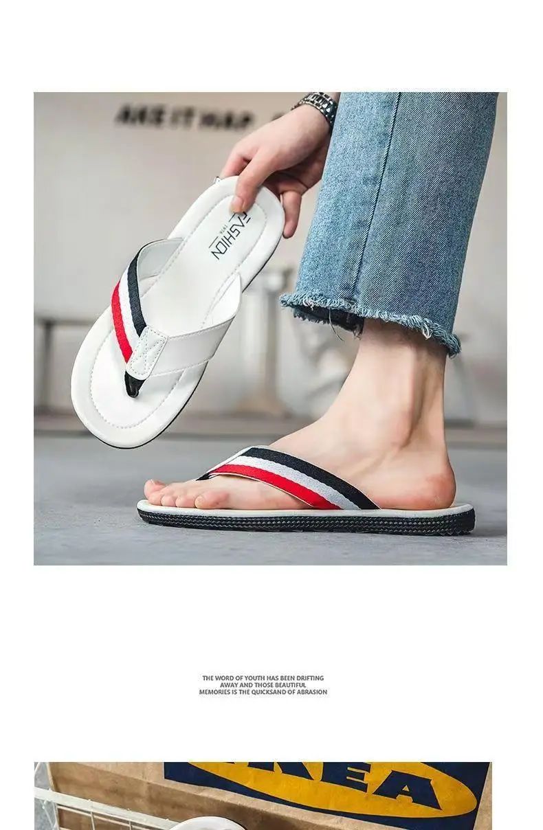 2023 White Red Blue Men's Flip Flops — feature 12