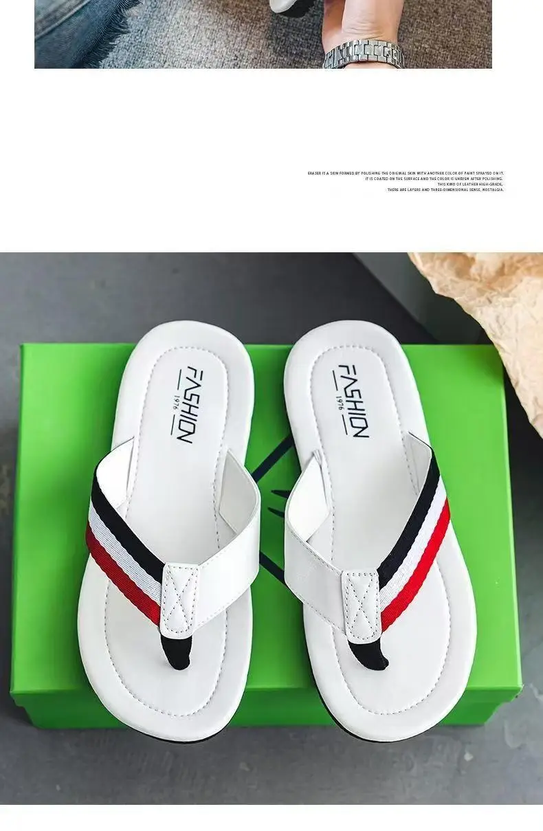2023 White Red Blue Men's Flip Flops — feature 14