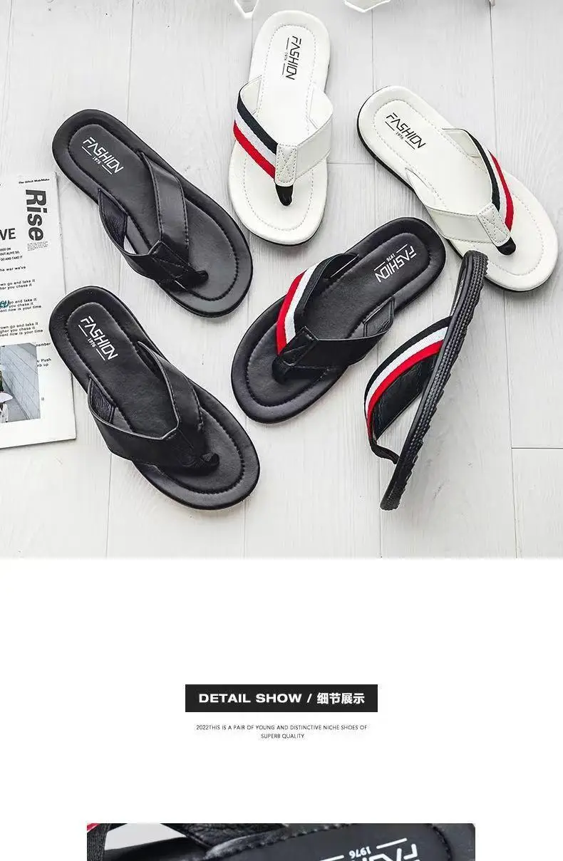 2023 White Red Blue Men's Flip Flops — feature 2