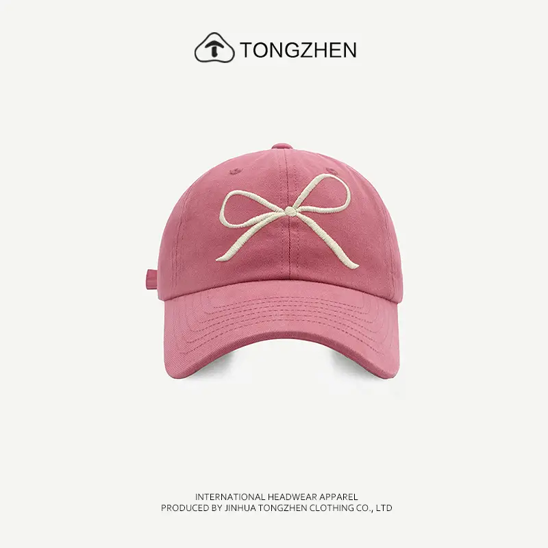 Women's Embroidered Baseball Cap Blue Sweet Bow Korean Style - Image 3