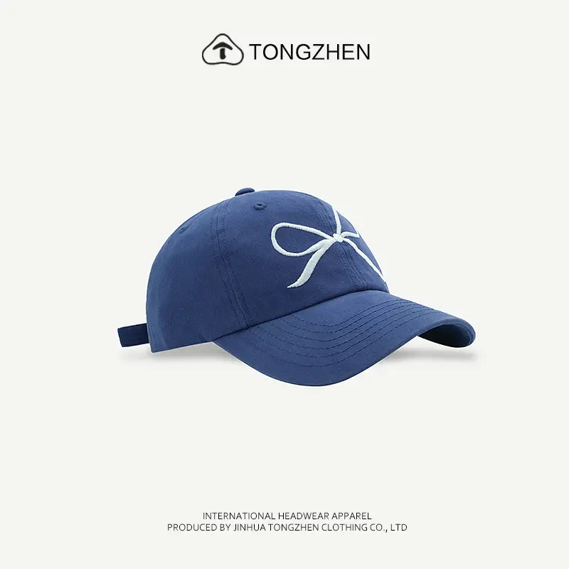 Women's Embroidered Baseball Cap Blue Sweet Bow Korean Style — feature 10