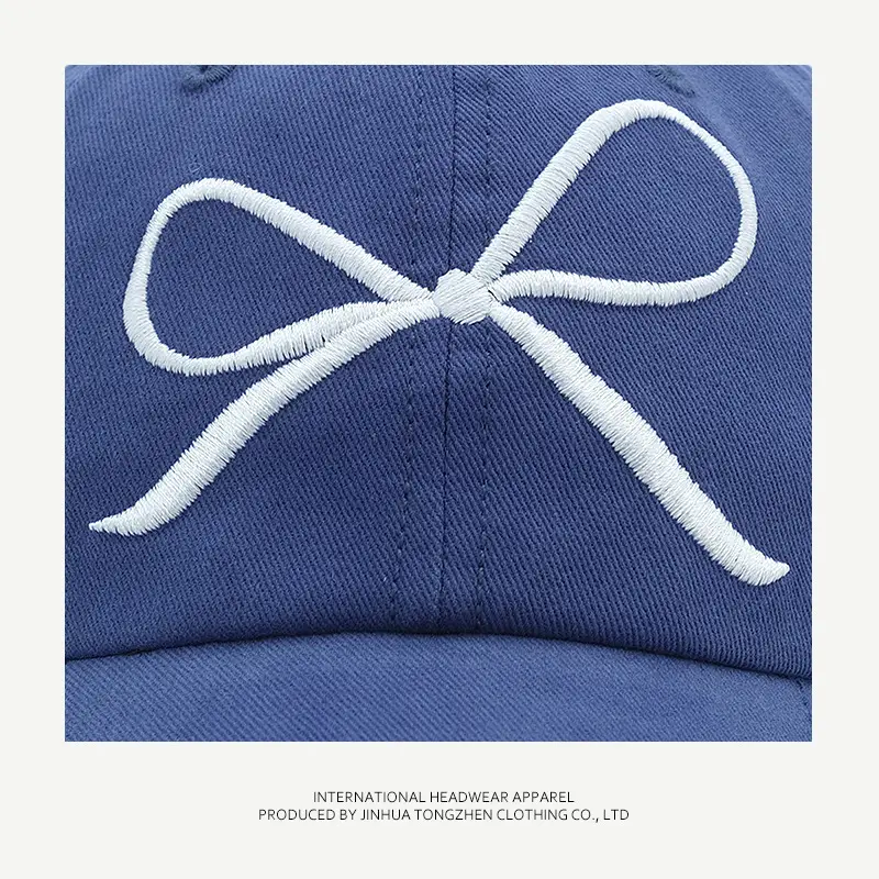 Women's Embroidered Baseball Cap Blue Sweet Bow Korean Style — feature 13