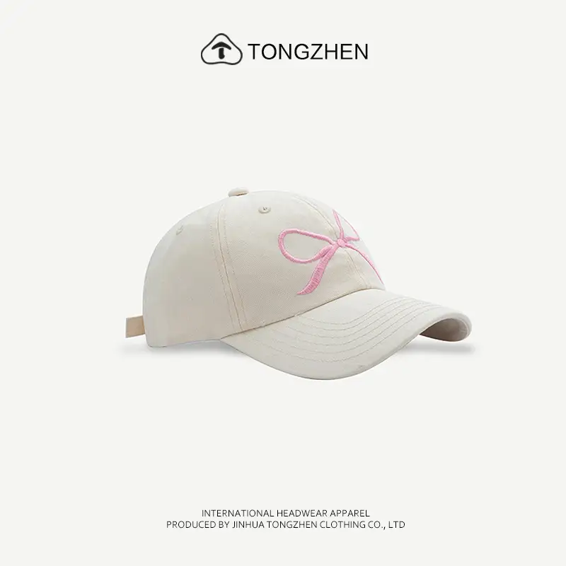 Women's Embroidered Baseball Cap Blue Sweet Bow Korean Style — feature 4