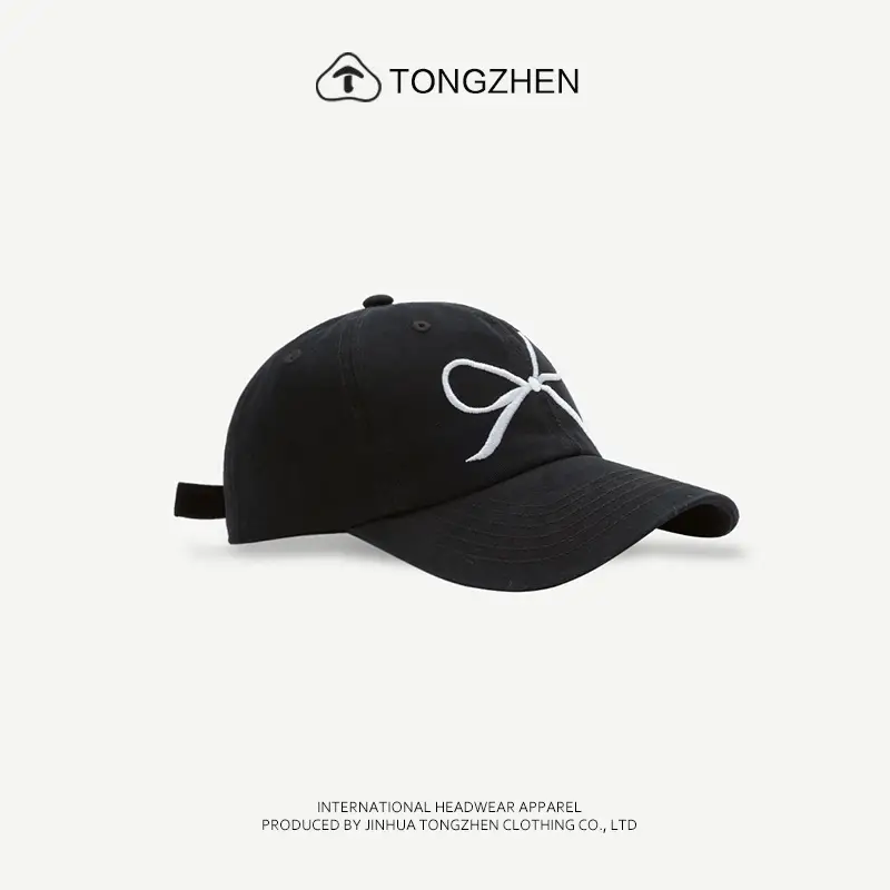Women's Embroidered Baseball Cap Blue Sweet Bow Korean Style — feature 6