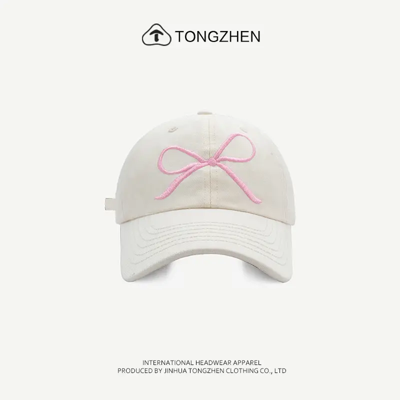 Women's Embroidered Baseball Cap Blue Sweet Bow Korean Style - Image 2