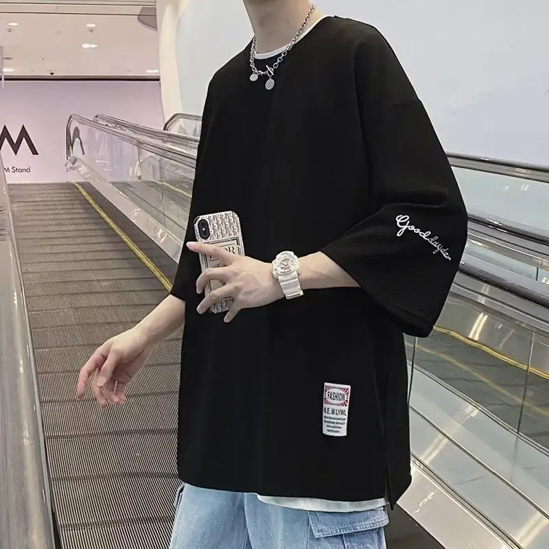 Men Black 3/4 Sleeve T-Shirt Summer 2024 - Image 4