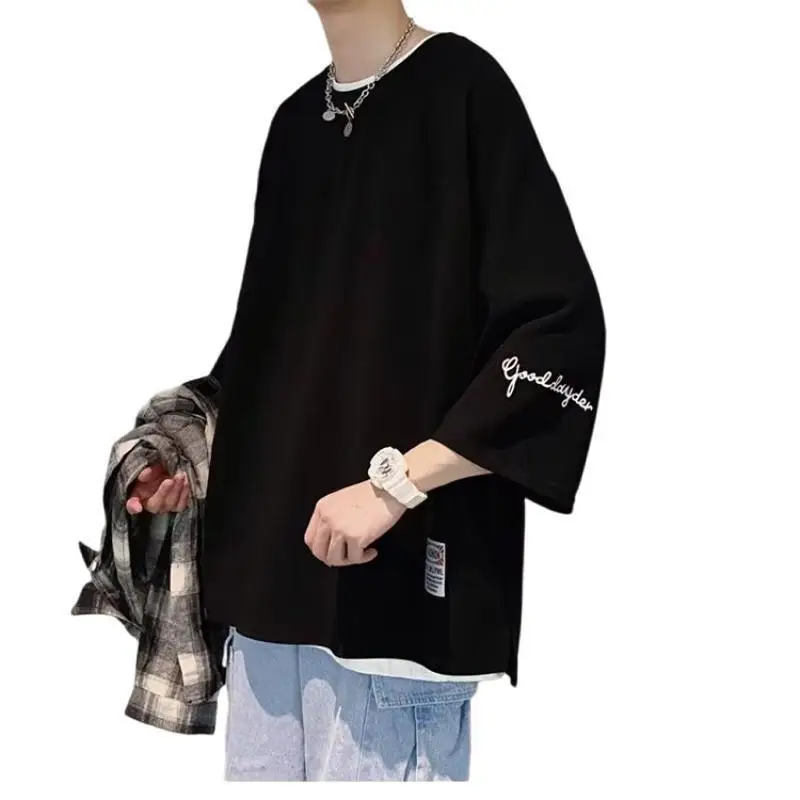 Men Black 3/4 Sleeve T-Shirt Summer 2024 - Image 7