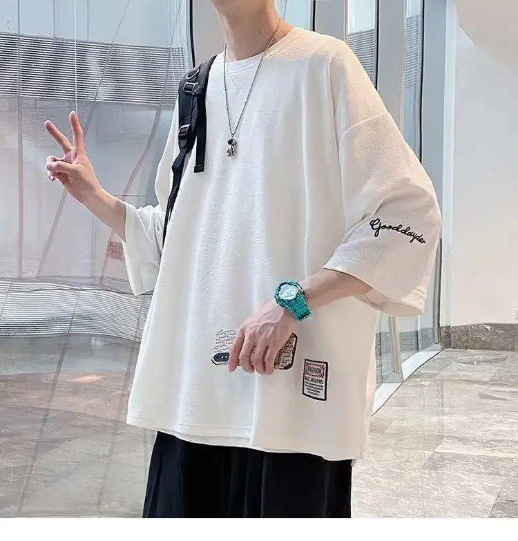Men Black 3/4 Sleeve T-Shirt Summer 2024 — feature 5