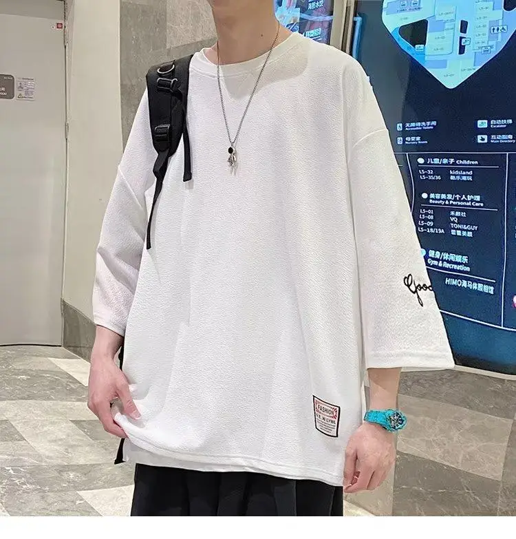 Men Black 3/4 Sleeve T-Shirt Summer 2024 — feature 6