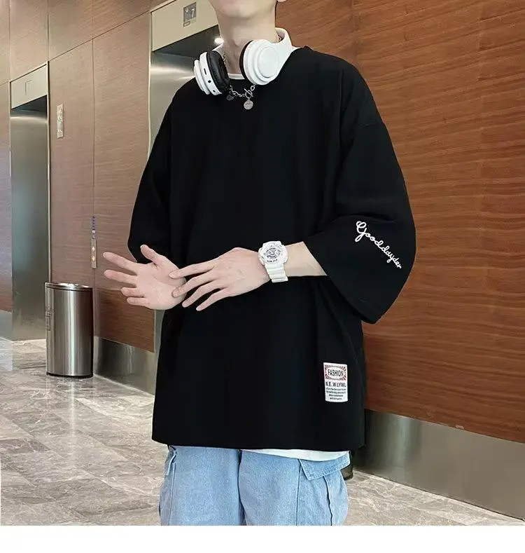 Men Black 3/4 Sleeve T-Shirt Summer 2024 — feature 7