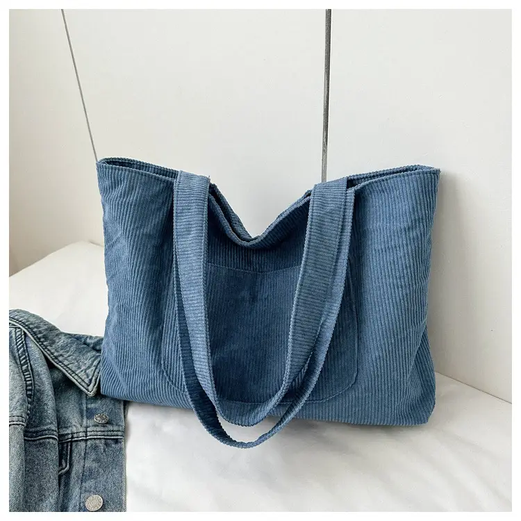 2025 White Corduroy Shoulder Bag Large Capacity Commuting Tote — feature 10
