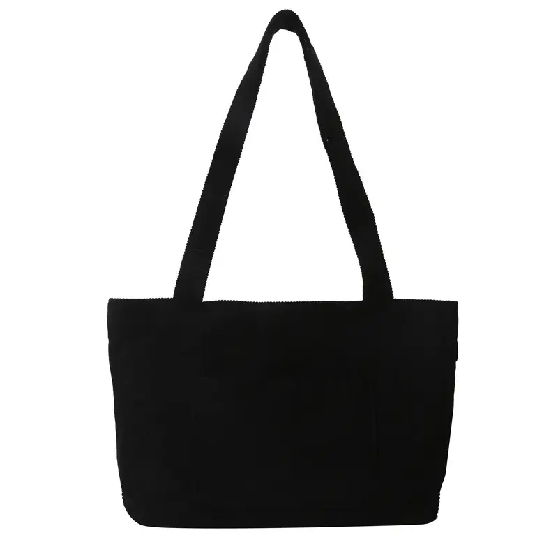 2025 White Corduroy Shoulder Bag Large Capacity Commuting Tote - Image 2
