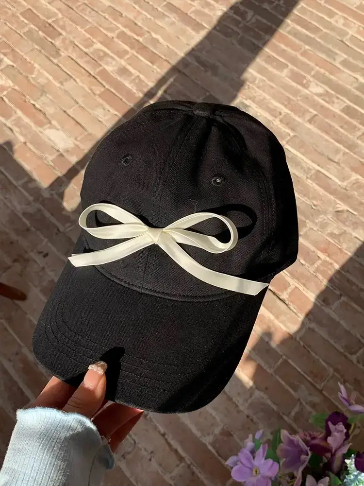 Women Bow Peaked Cap Black 2024 - Image 12