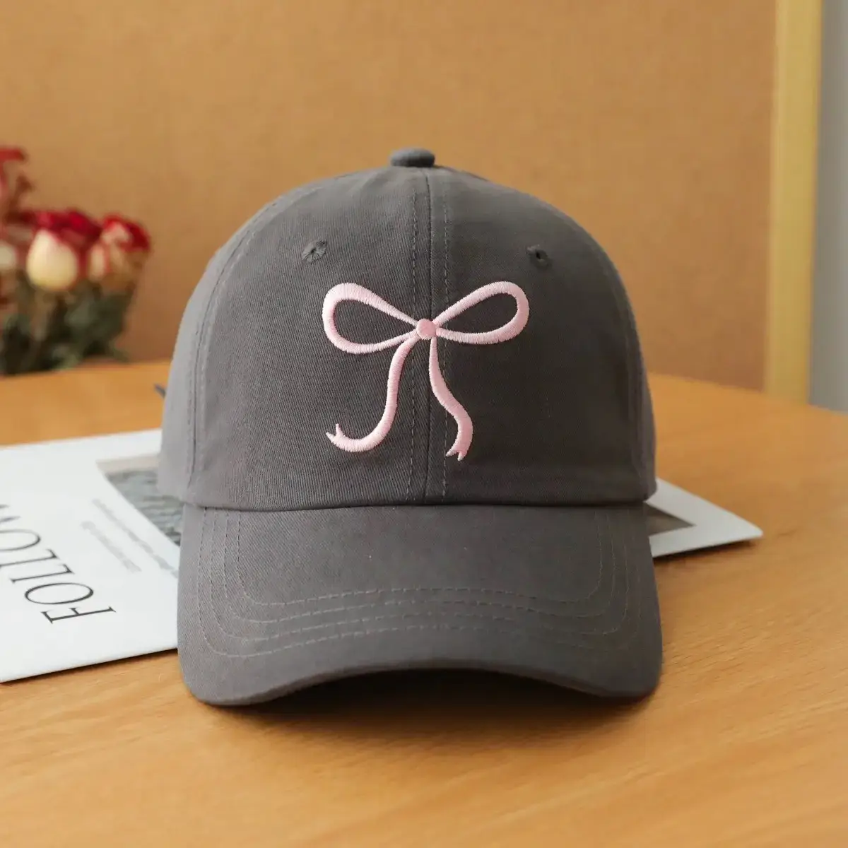 Women Bow Peaked Cap Black 2024 - Image 20