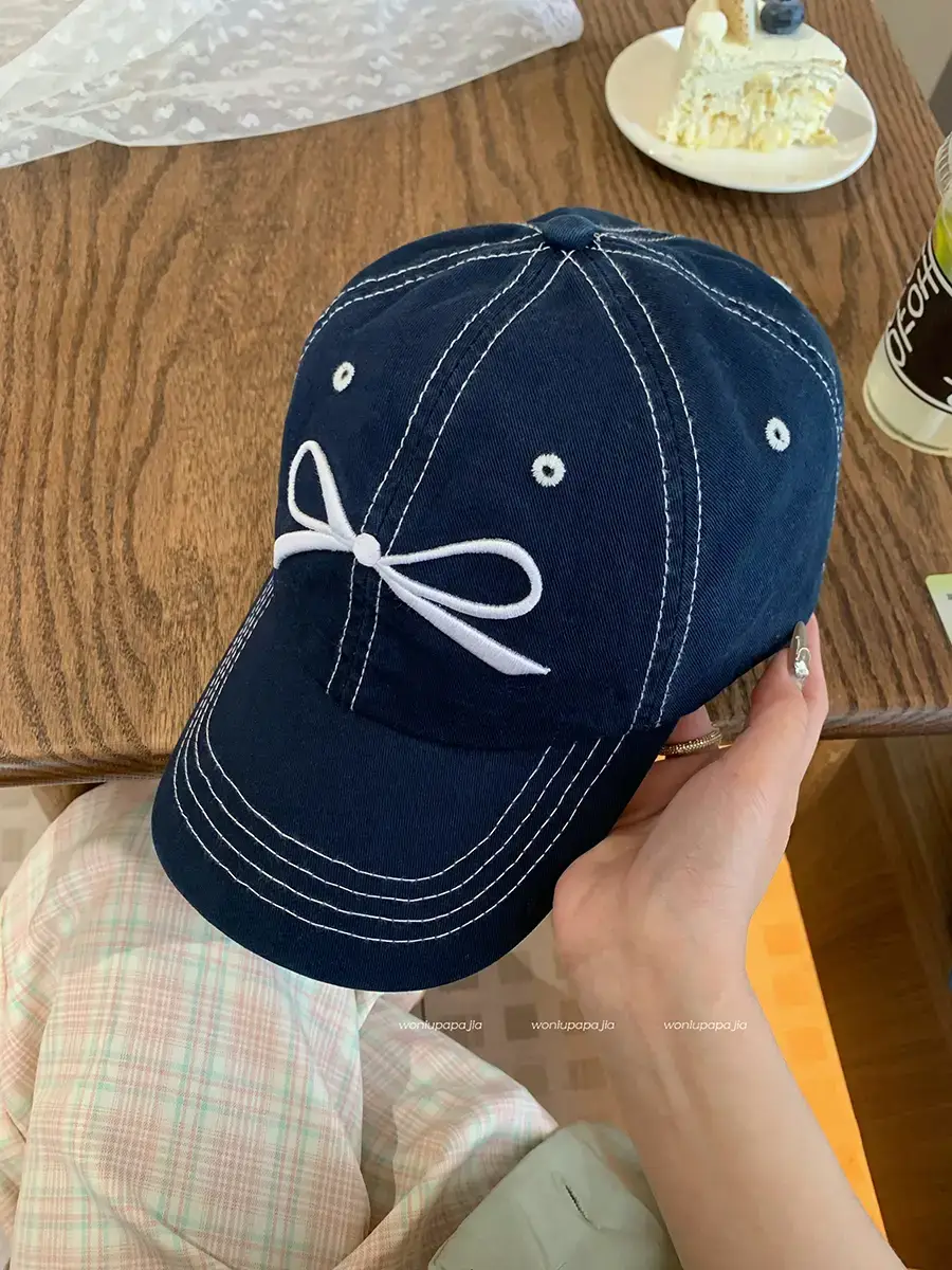 Women Bow Peaked Cap Black 2024 - Image 3