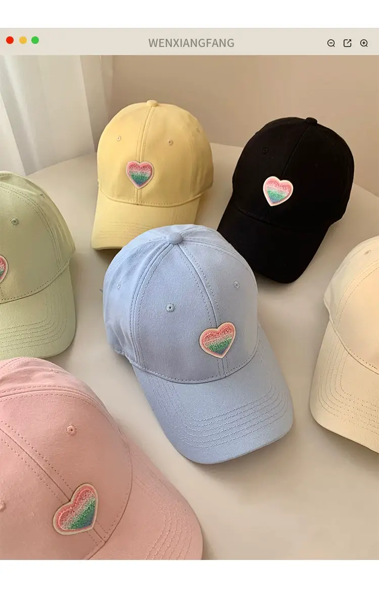 Women's Blue Heart Embroidered Baseball Cap — feature 3