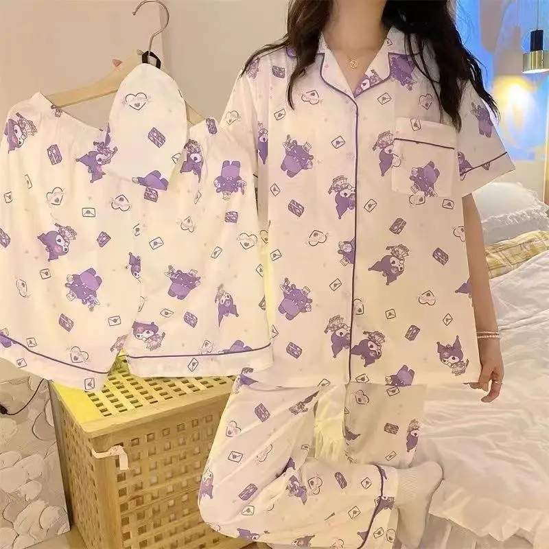 Rabbit Print Women's Black Pajamas Set Plus Size - Image 14