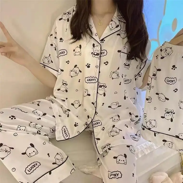 Rabbit Print Women's Black Pajamas Set Plus Size - Image 18