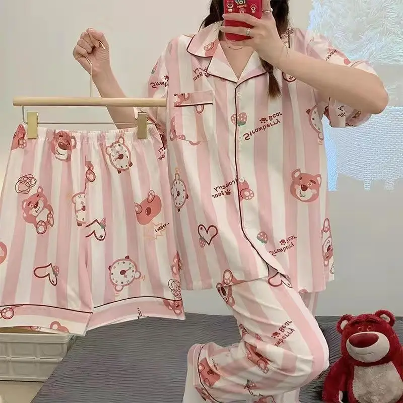 Rabbit Print Women's Black Pajamas Set Plus Size - Image 20