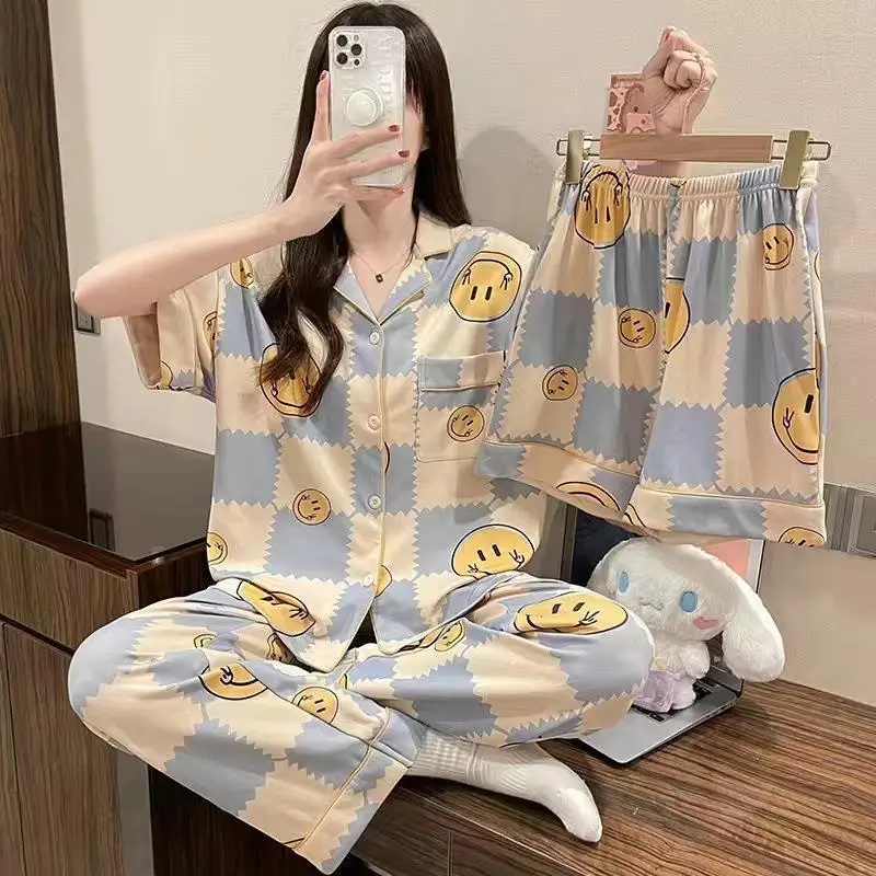 Rabbit Print Women's Black Pajamas Set Plus Size - Image 24