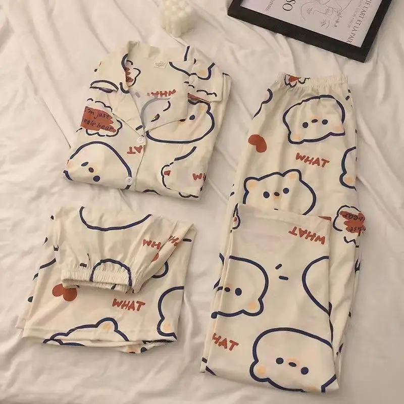 Rabbit Print Women's Black Pajamas Set Plus Size - Image 25