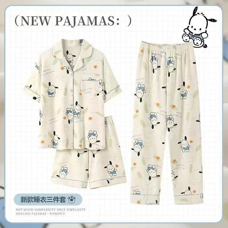 Rabbit Print Women's Black Pajamas Set Plus Size - Image 29