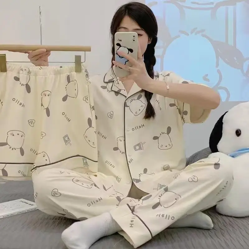 Rabbit Print Women's Black Pajamas Set Plus Size - Image 30