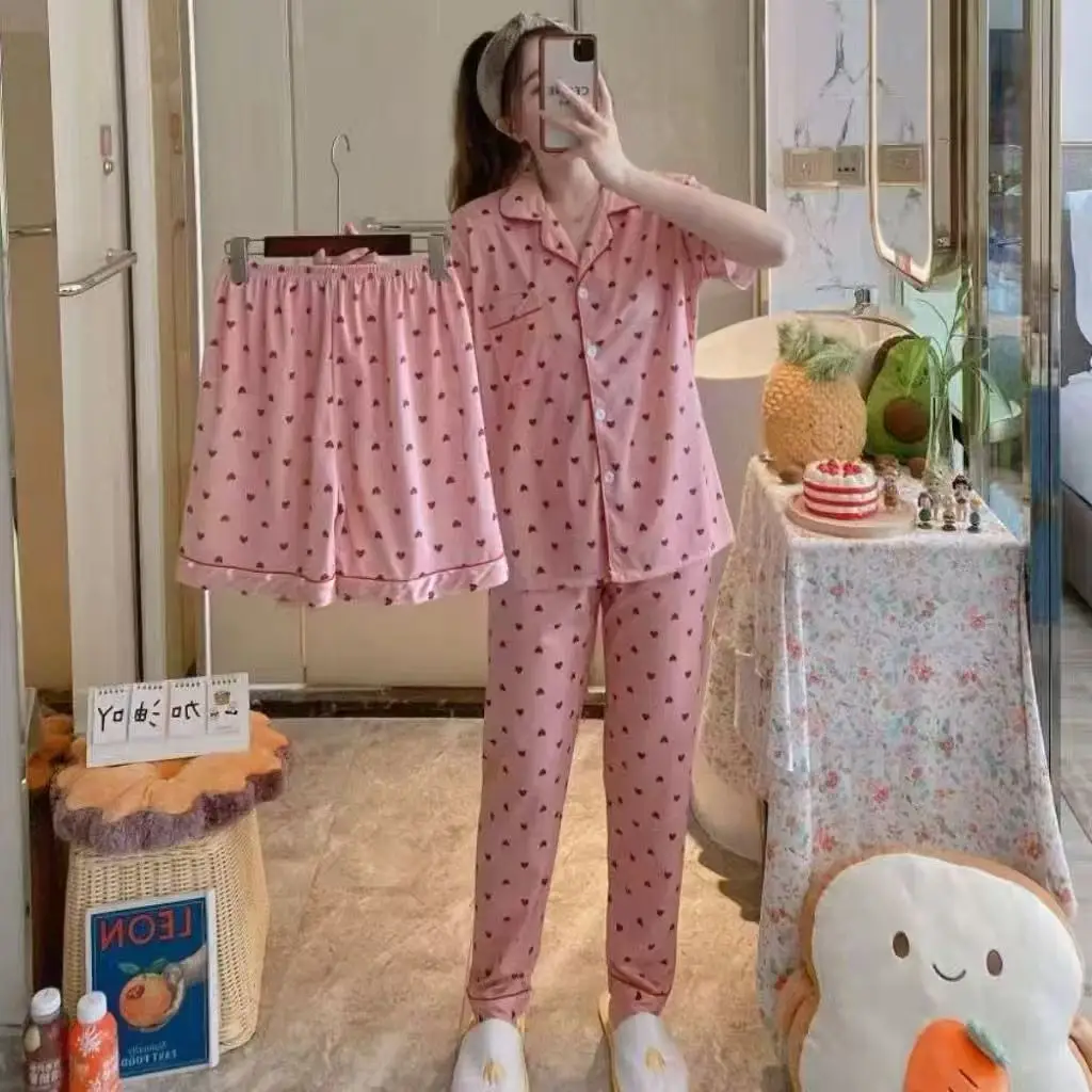 Rabbit Print Women's Black Pajamas Set Plus Size - Image 37