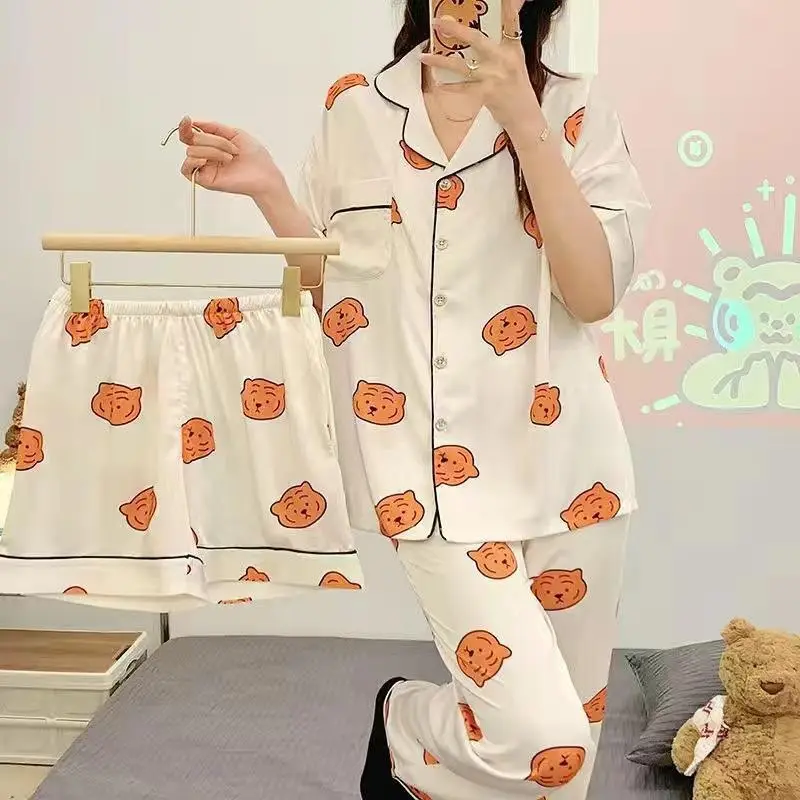 Rabbit Print Women's Black Pajamas Set Plus Size - Image 4
