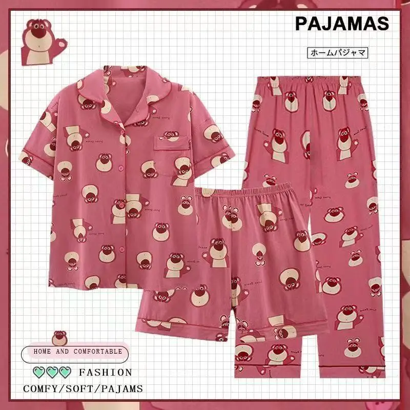 Rabbit Print Women's Black Pajamas Set Plus Size - Image 54