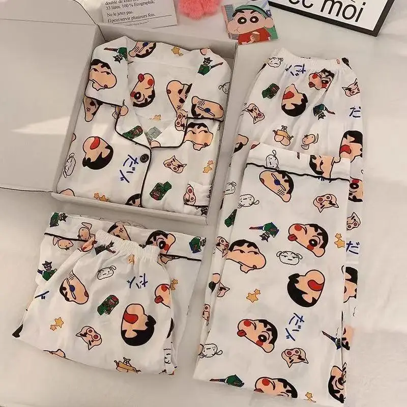 Rabbit Print Women's Black Pajamas Set Plus Size - Image 55