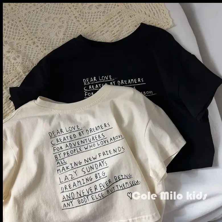 Black Graphic Cotton T-Shirt for Boys Girls Base
