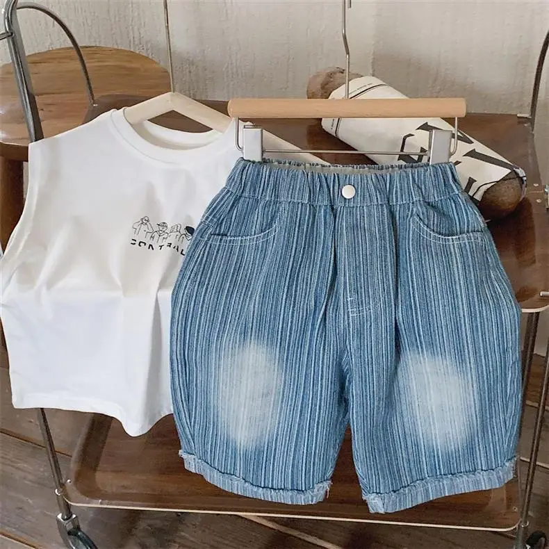 Boys Cotton Sleeveless T-Shirt White Summer Kids — feature 14